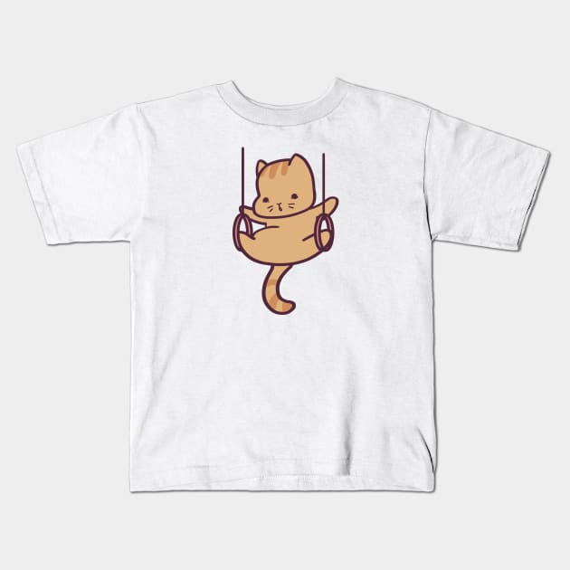 Cute Cat Gymnast Kids T-Shirt by ThumboArtBumbo